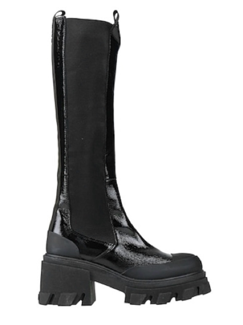 GANNI Knee High Chelsea Boots Patent Leather Lug Sole EU 39 - Picture 2 of 13
